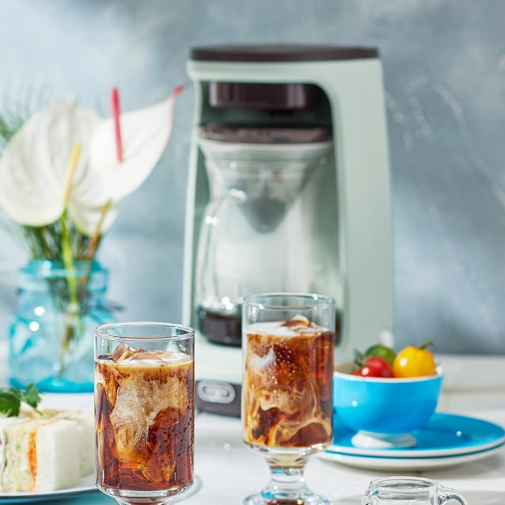 [Toffy] HOT&ICE Hand Drip Coffee Maker K-CM10 (Pale Aqua) Hot Coffee Iced Coffee Rotating Drip Steaming Function Warm Retro Cute K-CM10-PA