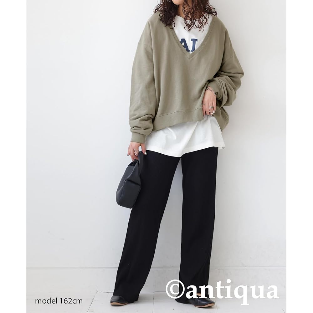 [antiqua] Fleece Pullover Sweatshirt Women's Long Sleeve Plain AYA-00021