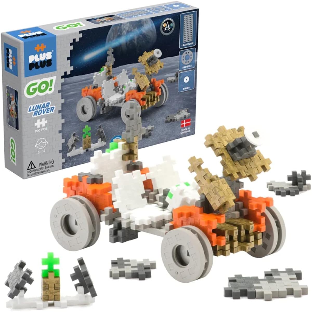 PLUS PLUS - GO! Lunar Rover - 200 Pieces - Model Vehicle Stem/Steam Toy Interlocking Mini Puzzle Blocks for Kids