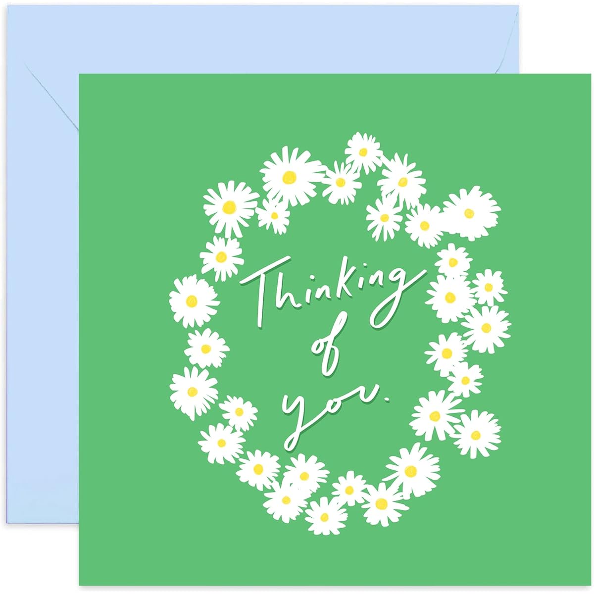Old English Co. Daisy Thinking of You Card - Green and White Floral Sympathy Card for Him or Her | Get Well, Sympathy, Sorry | Blank Inside & Envelope Included