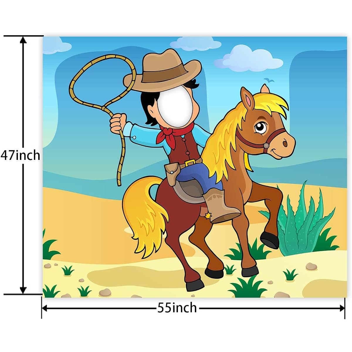 West Cowboy Horse Banner Backdrop Pretend Play Party Game West Cow Puncher Lasso Theme Decorations for Boys Rodeo 1st Birthday Party Baby Shower Supplies Photo Booth Props Favors