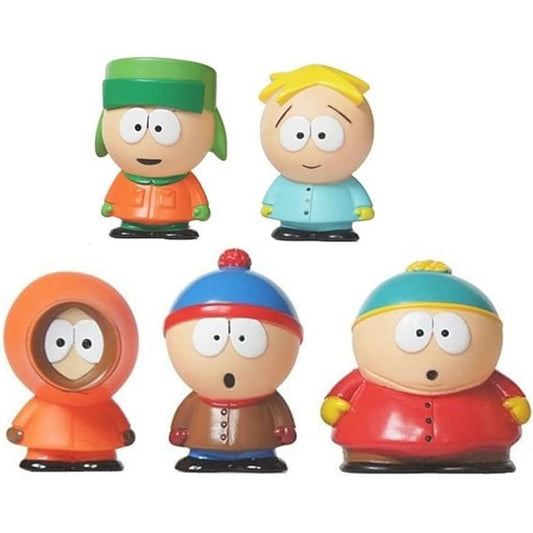 South North Park Figures 5pcs Doll Toys 2.3 Inch Cute Q Version Model Set Decorative Collection Sculpture Desktop Ornament Great Gift for Anime Fans