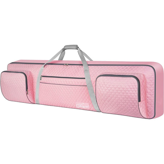 88 Key Keyboard Case for Women (Interior: 53.9" x 13.8" x 6.8") Padded Piano Case with Handle and Adjustable Shoulder Strap, Keyboard Gig Bag for Sheet Music Stand, Sustain Pedal, Pink