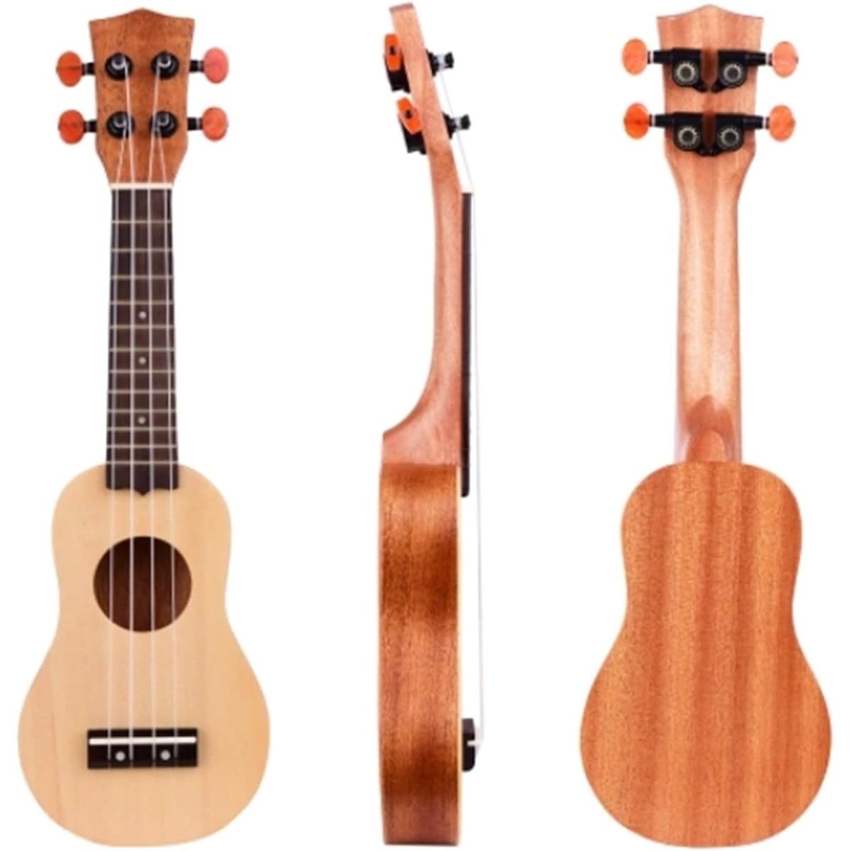 Ukulele 17 Inch Acoustic Portable Pocket 4 String Guitar Spruce Wood Topboard with Carry Bag (Color : Wood, Size : 41.5 x12 x4cm)