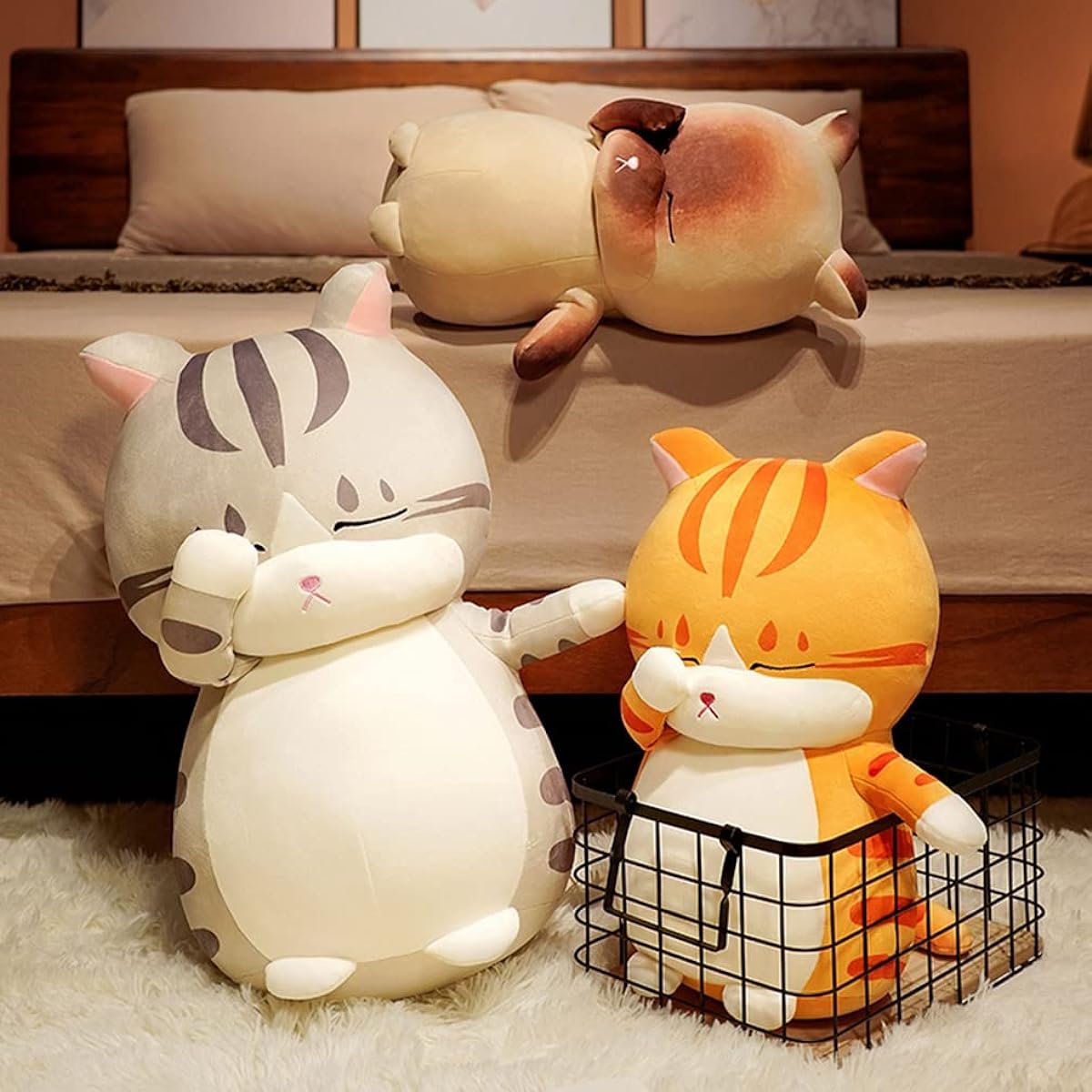 stuffed animal, cute animal, hug pillow, fluffy, birthday, doll, cute, sleeping together, cushion, sleep aid, store decoration, gift, cute, squishy, toy, fluffy, soft, side sleeping, multi-functional, washable, gray, relaxing, sleepy, comfortable, 60cm