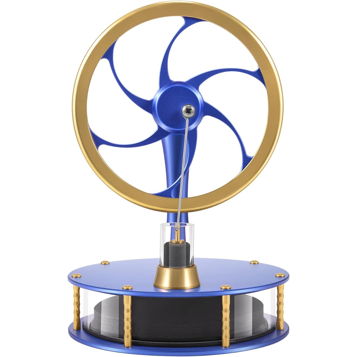 PFCKE Low Temperature Stirling Engine Classroom Teaching Aids Stirling Engine Kit Steam Heat Educational Model Adult Desktop Educational Toy Brass Aluminum Stirling Engine-HZZ92 Pro Blue