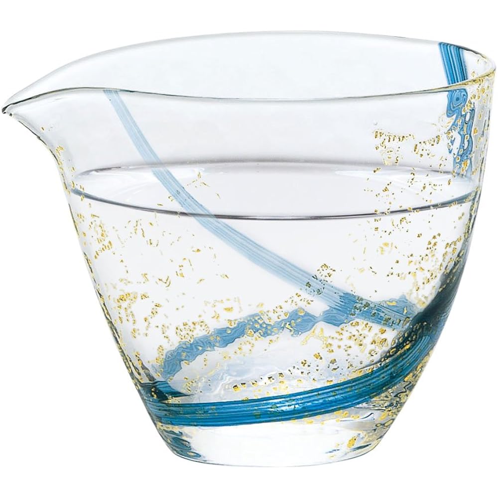 Toyo Sasaki Glass Cold Sake Carafe Blue 300ml Katakuchi Edo Glass Yachiyo Kiln Made in Japan 63700