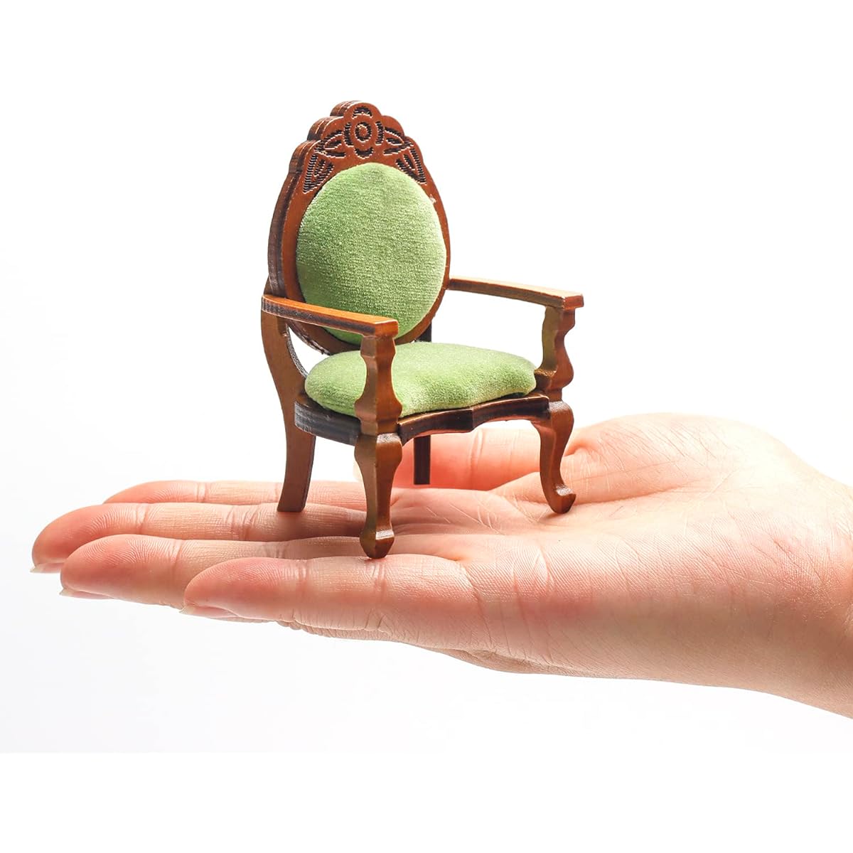2 Pieces Miniature Armchair Wooden Carving Single Sofa Chair 1:12 Miniature House Furniture Miniature House Accessories Furniture Decoration Birthday