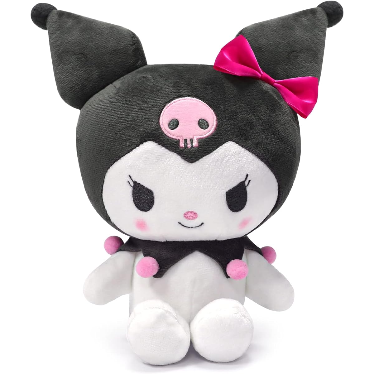 Kawaii Anime Plush Toys 10" Cartoon Stuffed Animal Figure Plush Pillow Toy Super Cute Cartoon Theme Party Favors Soft Kawaii Plush Toy Gifts for Girls Teens Fans Birthday Decorations (Black Black)