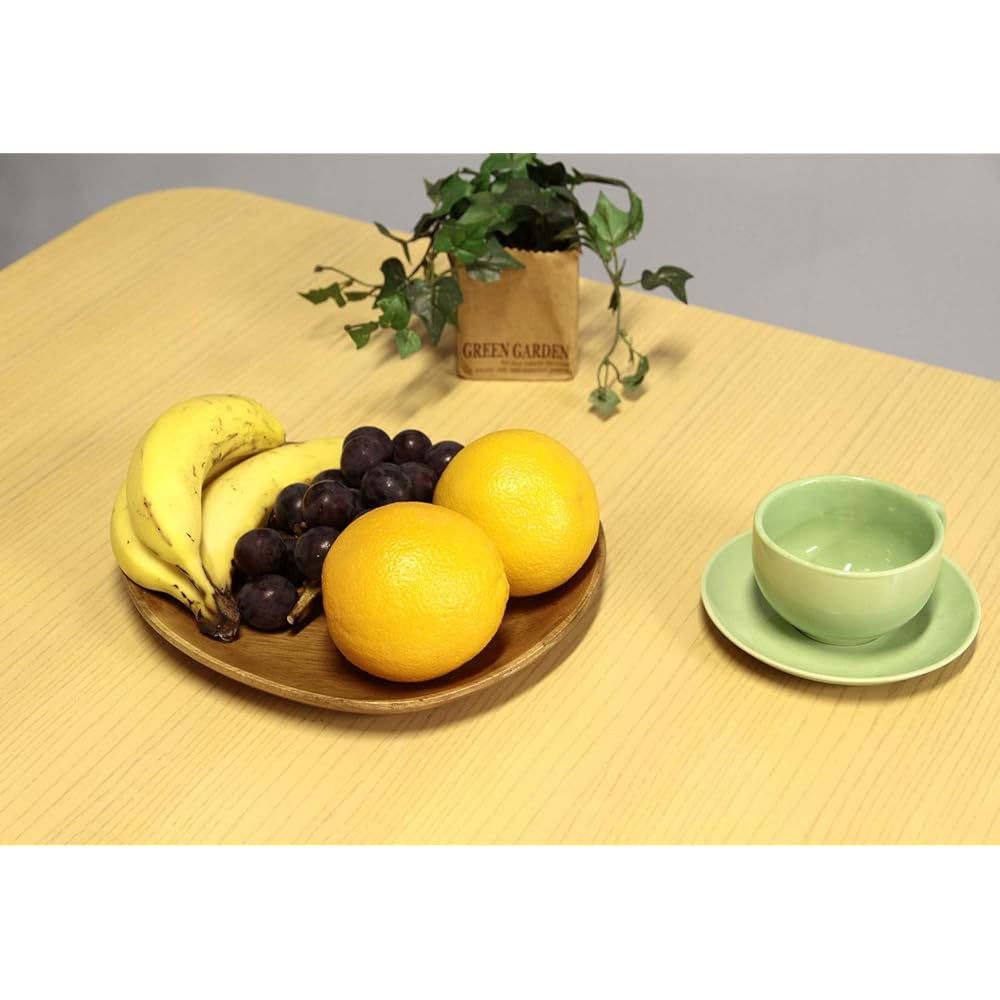 Fujiboeki Medium Plate Egg Shape Tray Acacia B Brown Width 24.8 x Depth 21.5cm Set of 6 70189