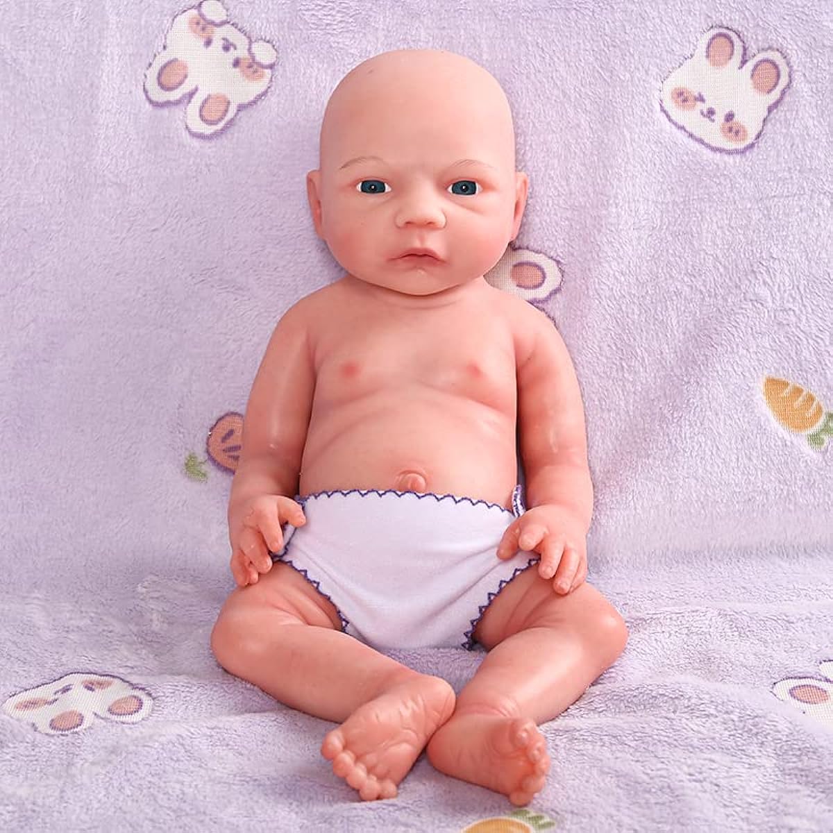 SERENDOLL 18.5 Inch Realistic Full Silicone Baby Doll Can Drink Water Lifelike Reborn Baby Doll Toy Collectible Bald Boy