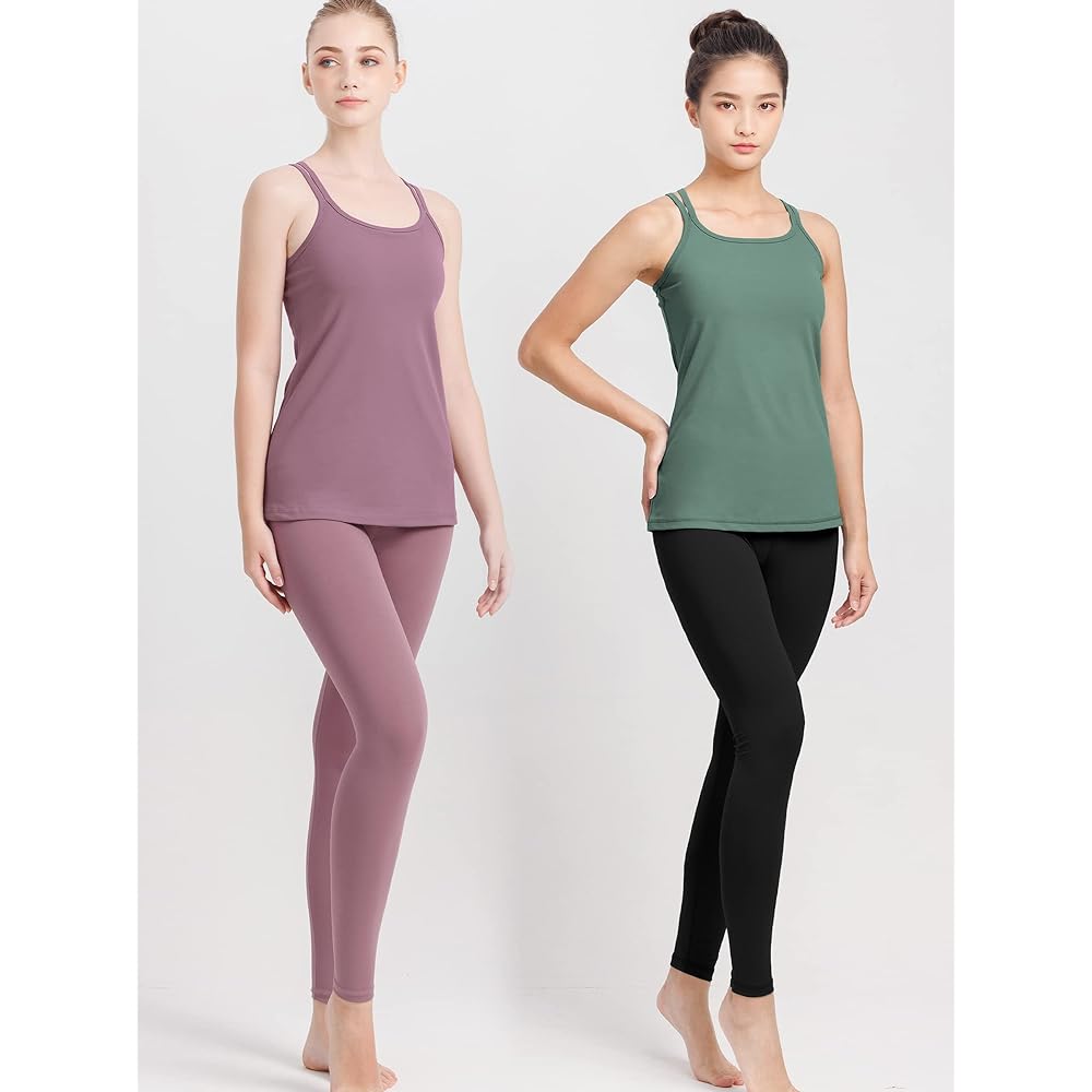 [Loopa] Double Strap Camisole with Cup Yoga Wear Hot Yoga Fitness Sports Absorbent Quick Drying Deodorizing UV Protection Stretch