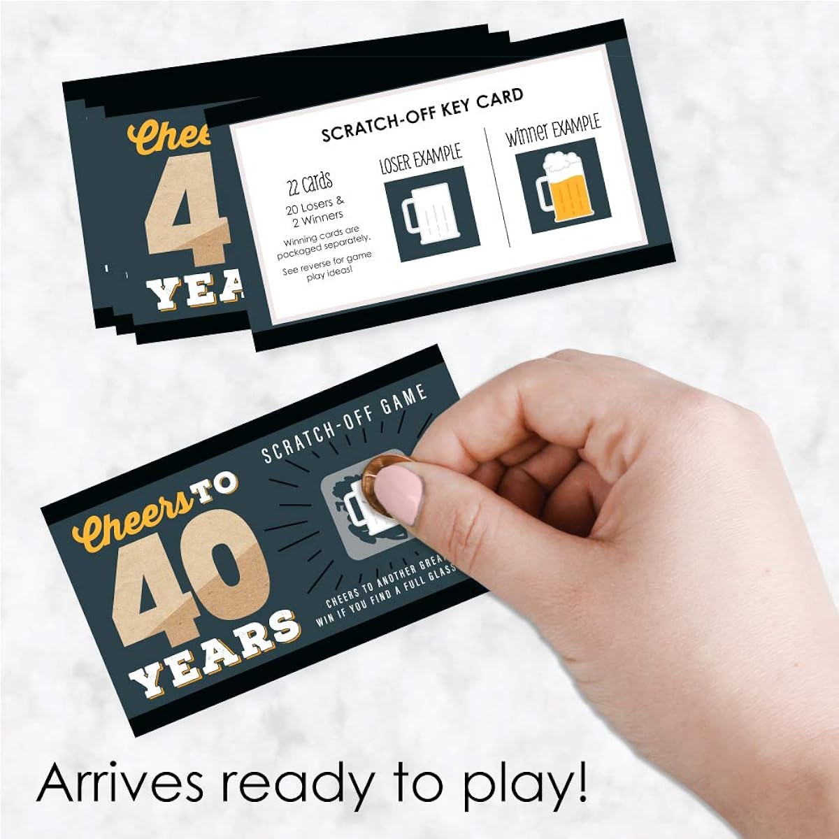 Big Dot of Happiness Cheers and Beers to 40 Years - 40th Birthday Party Game Scratch Off Cards - 22