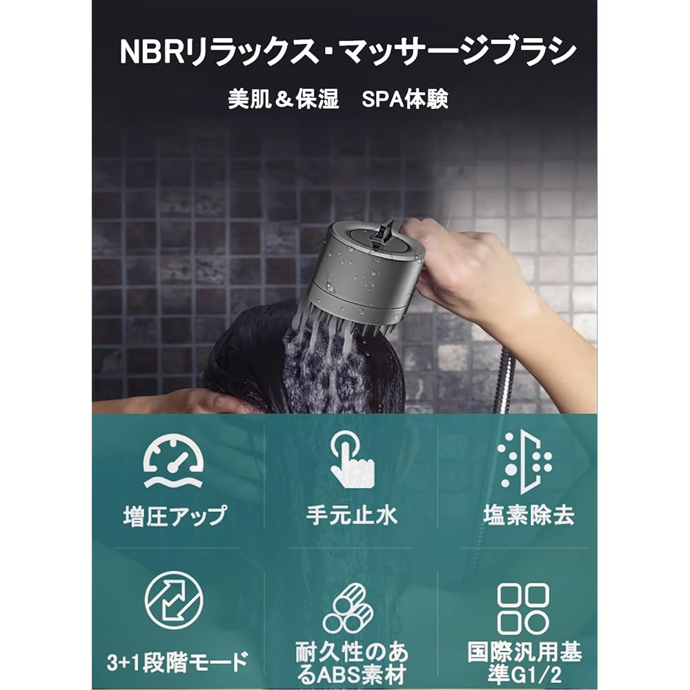 Shower Head Micro Nano Bubble [2024 Latest Optimized Version, High Water Pressure, 3-Stage Mode, Chlorine Removal, Massage Brush Function, Water Saving] Comes with 3 shower hooks/cartridges, Easy to install, M/K/G/O adapter included, Japanese Instruction