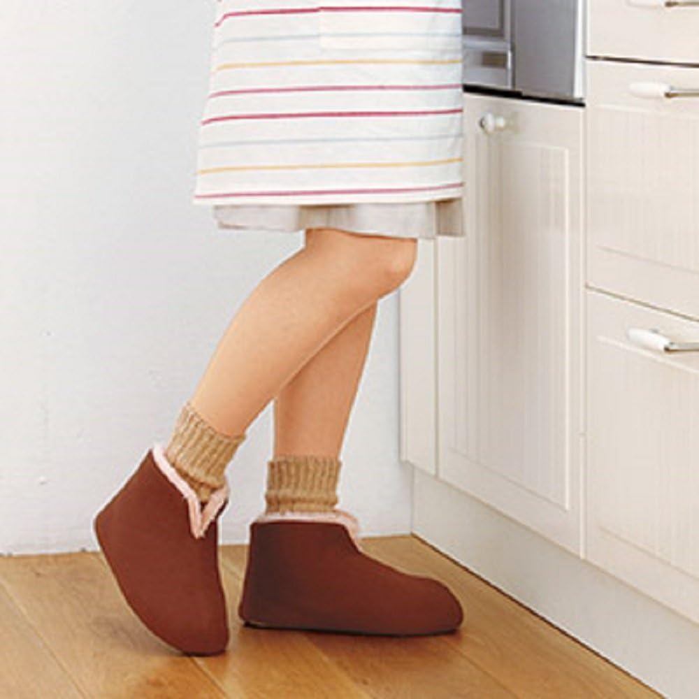 Mysterious slippers that won't keep your feet cold, warm feet, for cold feet, indoor use, 23cm-25cm, brown, 1 pair, paulownia gray