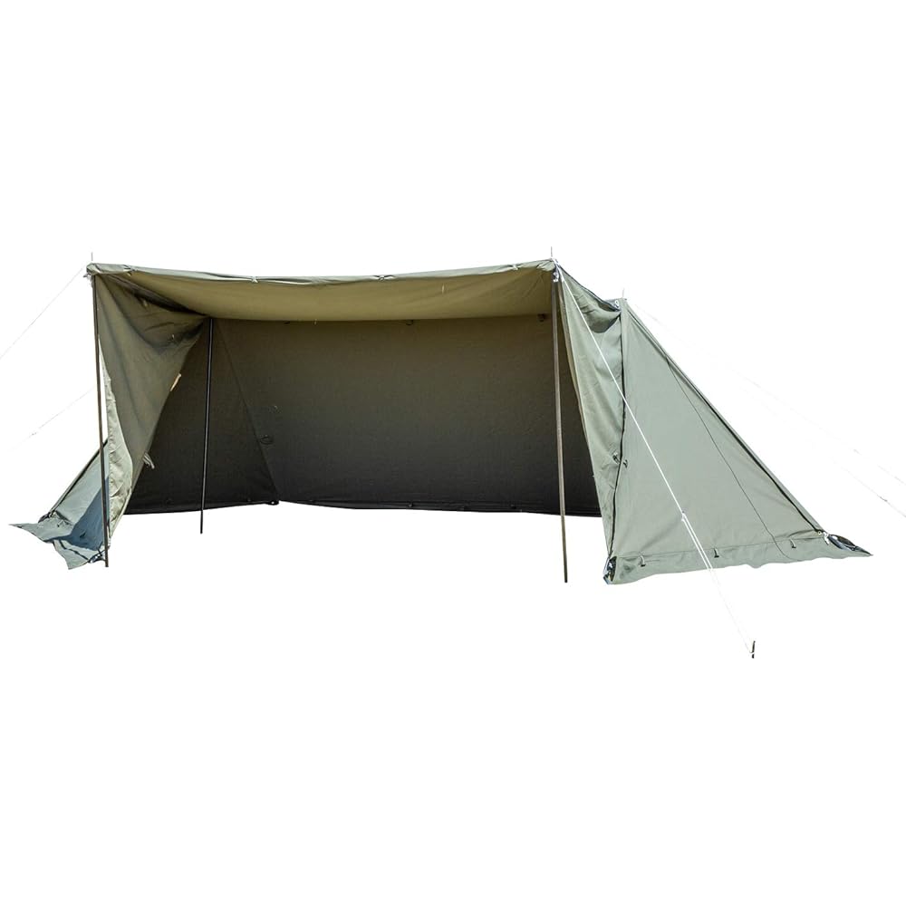 BUNDOK Solo Base EX BDK-79EX With Skirt and Sidewalls Pup Tent Military Curtain [For 1 Person] Khaki for 1 Person & Bonfire Reflector BD-523 Windshield Camp Type 100% Cotton Lightweight Compact Khaki with Storage Case Regular [Set Purchase]