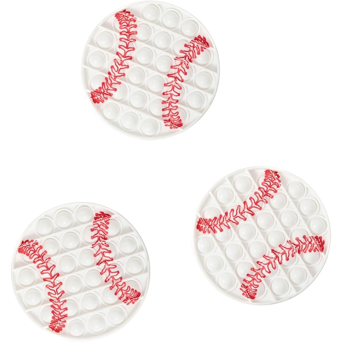 Sports Pop Fidget Bubbles Push Toys for Boys Stocking Stuffers for Kids Silicone Squeeze Toys for Kids Birthday Party Favors Holiday X-mas Toys (Baseball 3 Pack)