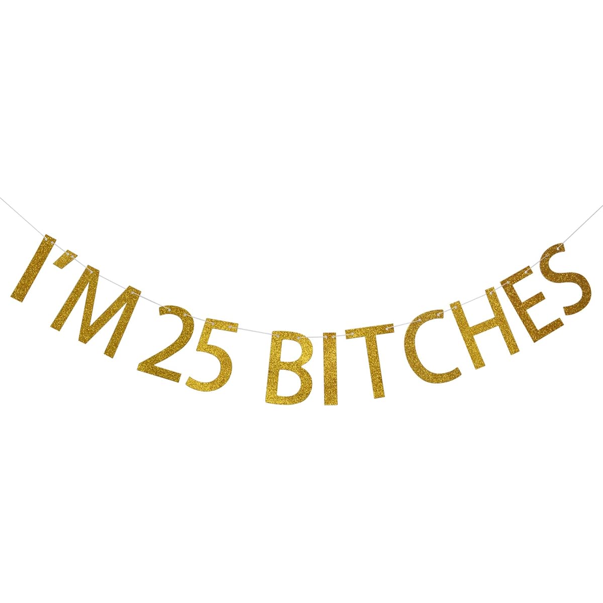 I'm 25 es Gold Glitter Banner for Happy 25th Birthday Party Decorations (Gold)