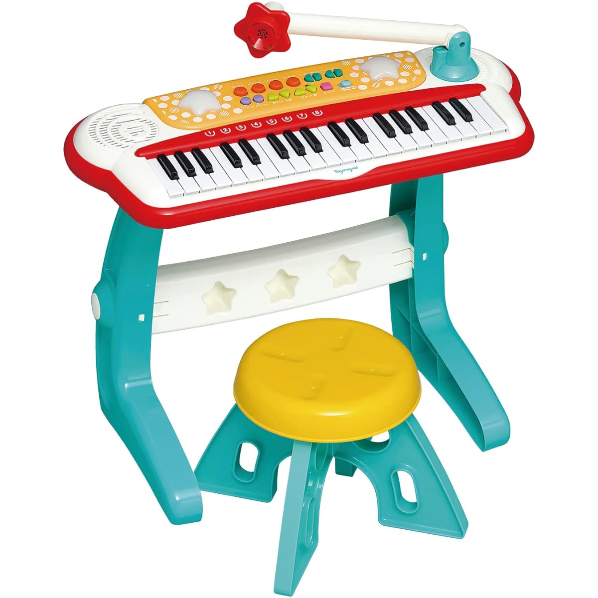 Toy Royal Kids Keyboard DX+ (with rhythm/melody function) Children's piano keyboard (with sheet music/do-re-mi stickers)