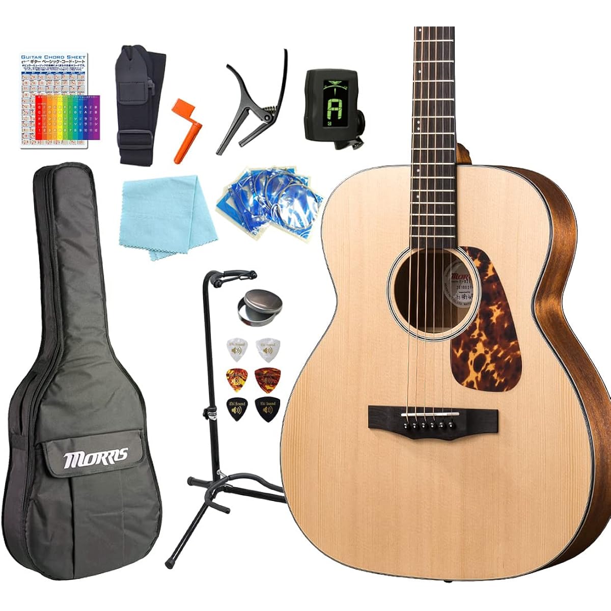 Morris Acoustic Guitar Beginner's 13-piece Set MORRIS F-021 Acoustic Guitar N [98765] [Safe to ship after inspection]