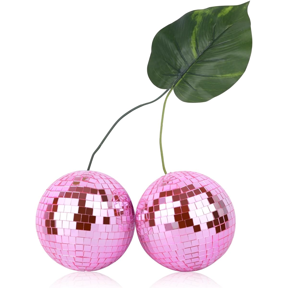 Cherry Disco Ball Decoration (Pink, Double Cherry - 12cm)