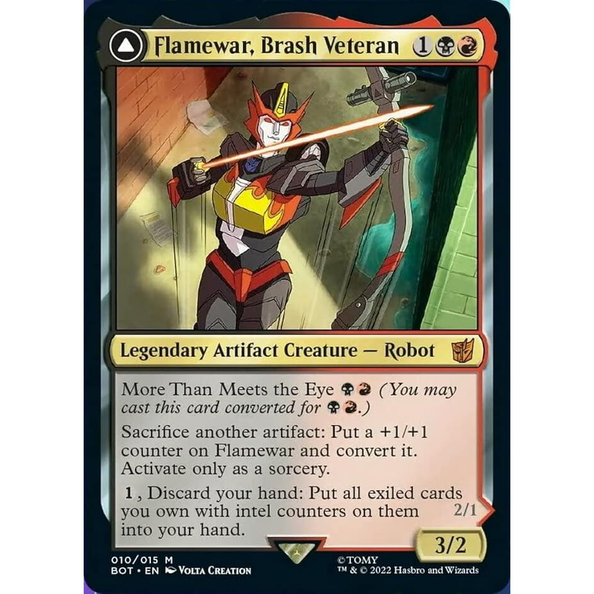 Magic: The Gathering - Flamewar, Brash Veteran // Flamewar, Streetwise Operative (010) - Transformers
