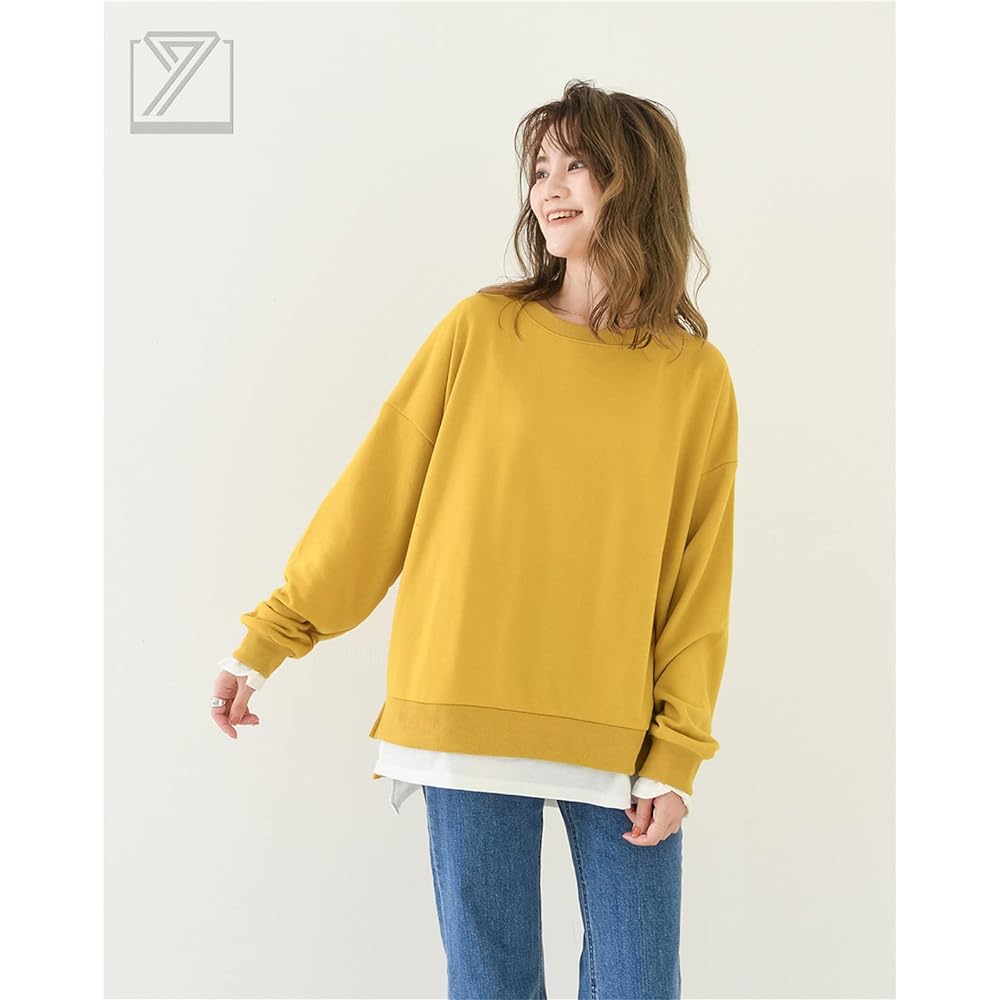 [Kayiyasu] Women's Top, Layered Style, Long Sleeve, Pullover Hoodie, Casual Sweatshirt, Loose, Cute, Thin, Everyday Wear, Spring, Autumn, M~XL