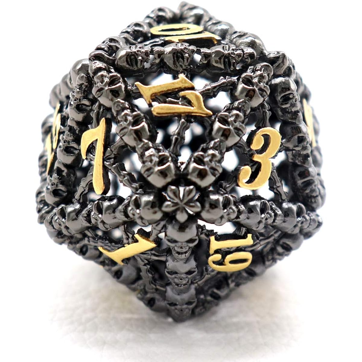 DND D20 Dice 40mm Large Hollow Metal Polyhedral Skullgalore Dice Dungeons & Dragons RPG Dice Game (Black D20 Skull Dice)