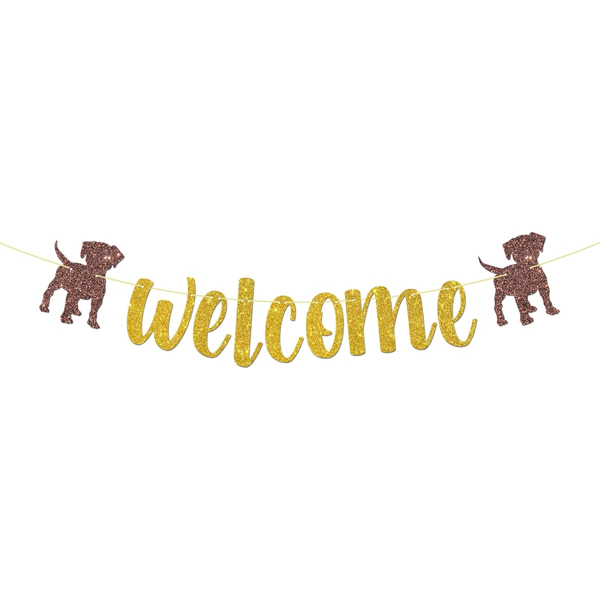 Gold Glitter Dog Sign Welcome Banner Happy Birthday Dog Party Decorations Puppy Birthday New Dog Theme Party Decorations Supplies