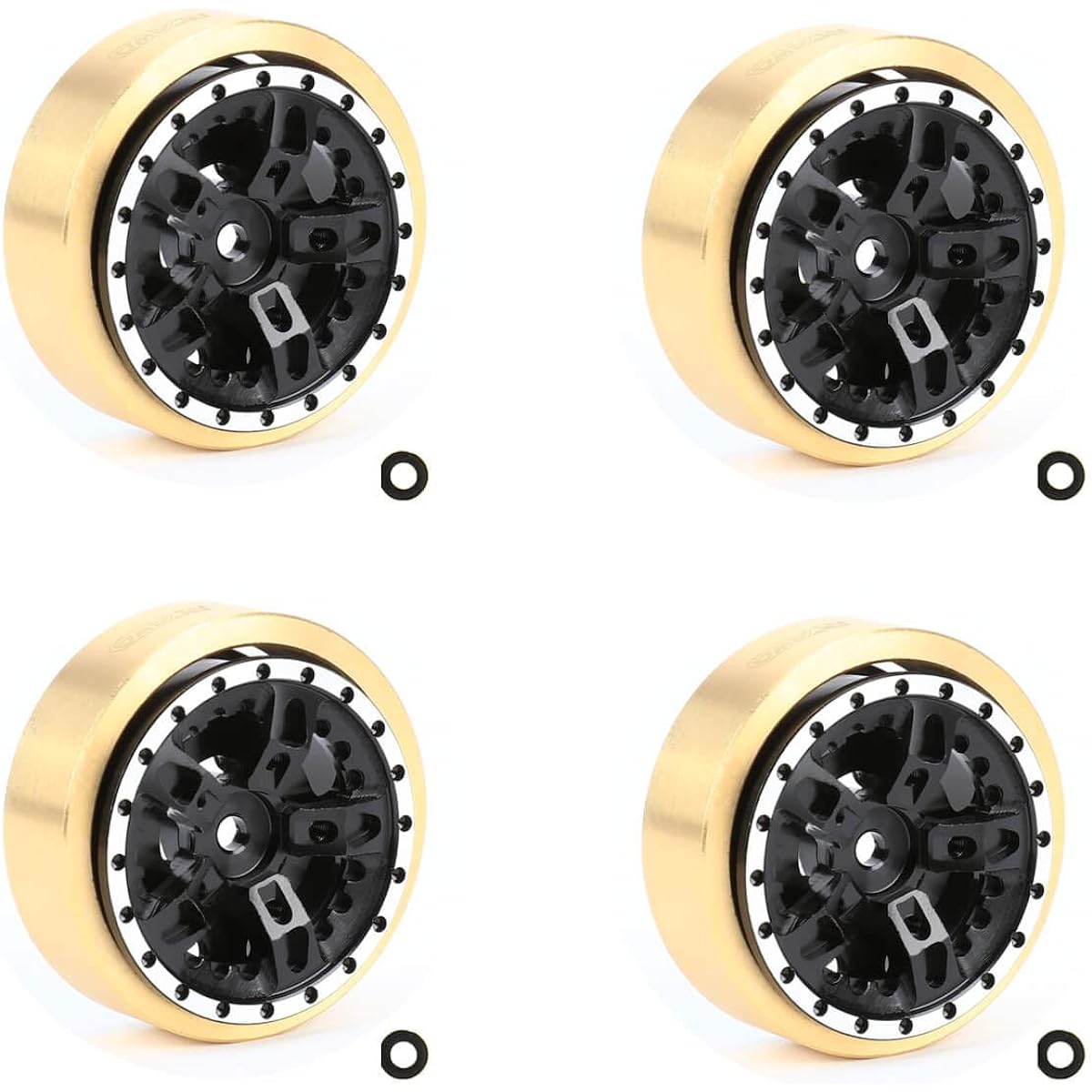 RCAWD CR18P 1.2" Brass Weight RC Wheel Rim for Hobby Plus Rock Van Trail Hunter EVO Harvest FUR-2411 Upgrade Parts No Glue Required Black