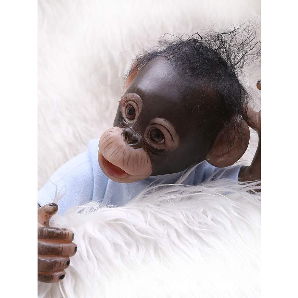 Reborn Baby Dolls 40cm Handmade Newborn Monkey Girl Boy Doll Soft Silicone Vinyl Lifelike Reborn Dolls Best Gift for Kids Christmas,Blue