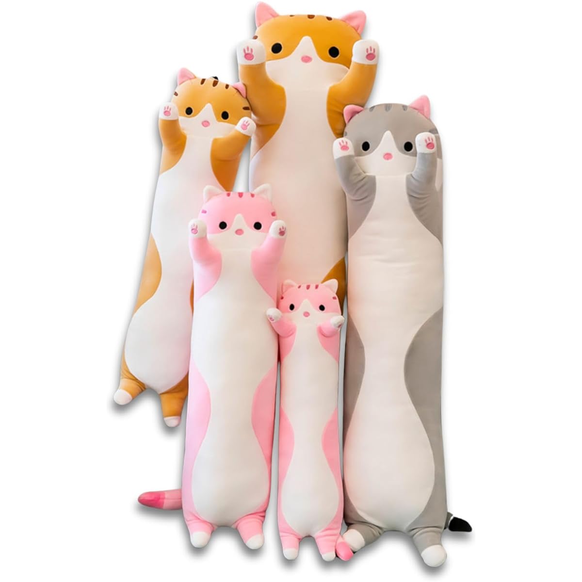 Keludu Cute Plush Long Cat Stuffed Animal Super Soft Hugging Pillow Toy Adorable Sleeping Plush Pet Doll for Teens/Kids/Toddler (Brown, 50 Inch)