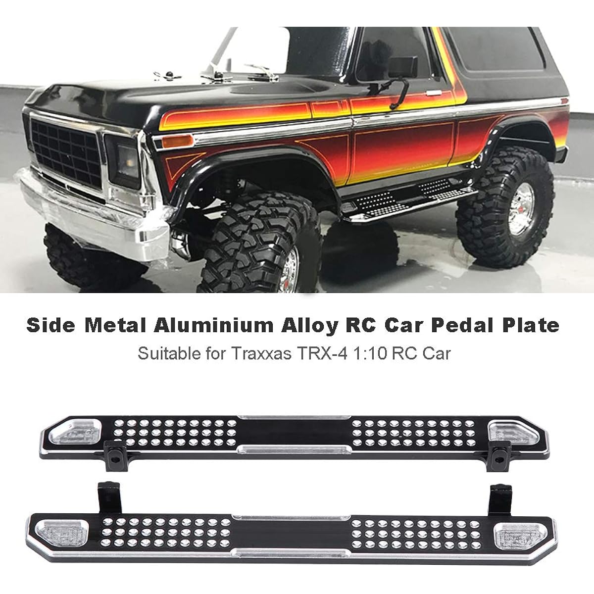 plplaaoo Side Metal Aluminum Alloy Pedal Plate Foot Plate Spare Parts for 1/10 RC Car Side Step Running Board Foot Plate