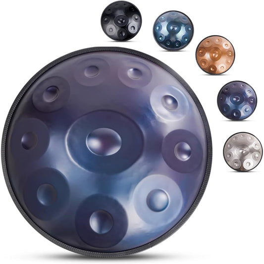 432Hz/440Hz Handpan Drum Steel Drum 58cm D Minor Handpan Drum Handpan Drum Instrument 10 Tones D3/A3/Bb3/C4/D4/E4/F4/G4/A4/C5 (Color: Purple, Size: 432Hz)