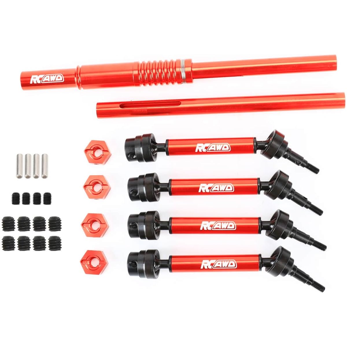 Driveshaft and Center Driveshaft Set for Arrma Big Rock Senton Vorteks Granite Typhon 3S BLX Mega 550 Upgrade Parts (Red)