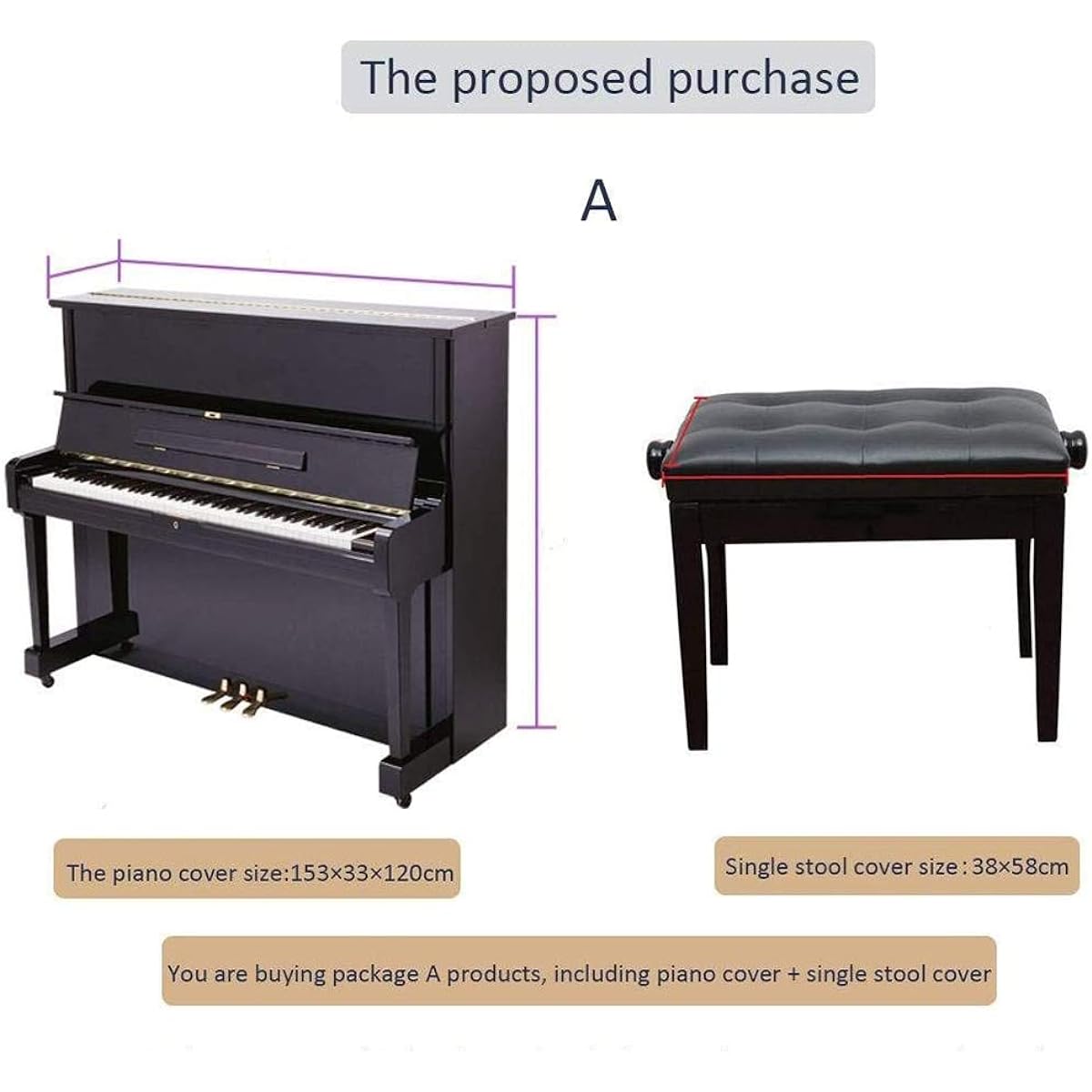 Piano cover, piano chair cover, upright piano cover, cotton, dust cover, durable, high-quality, elegant piano cover, stylish, cute, elegant, frills, suitable for widths 148-155cm (green B, piano cover + chair cover (single-seater type))