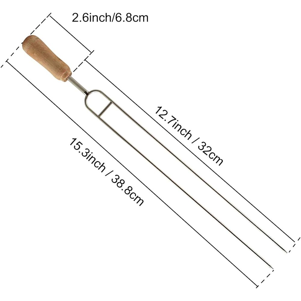 IMEEA BBQ Skewer, Barbecue Skewer, Grilled Skewer, BBQ Tool, Skewer, Stainless Steel, Wooden Handle, 38cm, Camping, Set of 12
