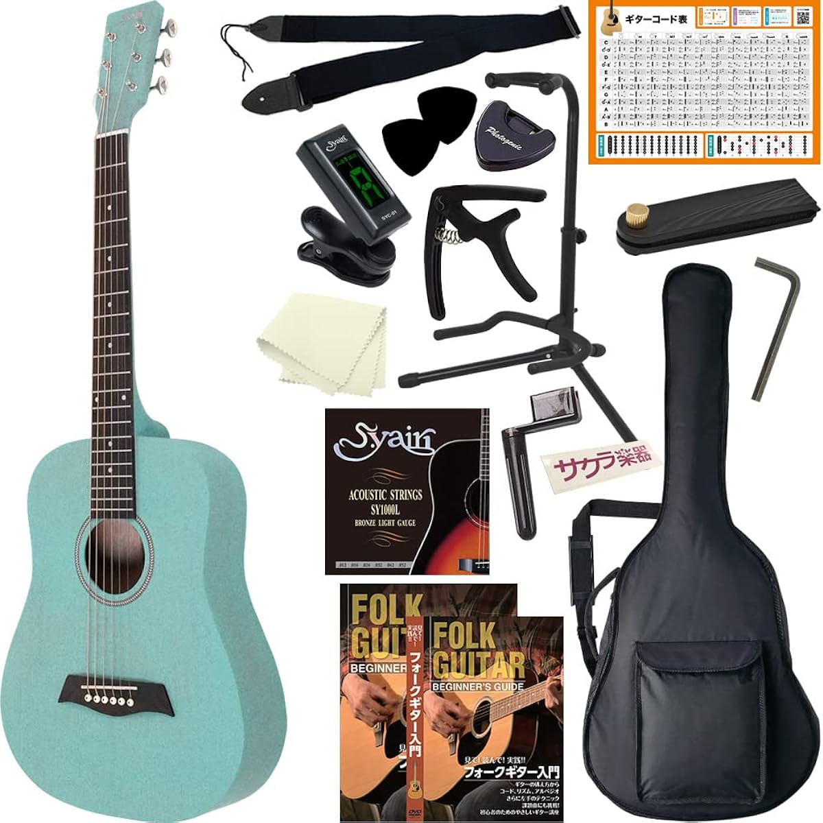 S.Yairi Acoustic Guitar Compact Acoustic Guitar YM-02/UBL Sakura Musical Instruments Original Beginner Set