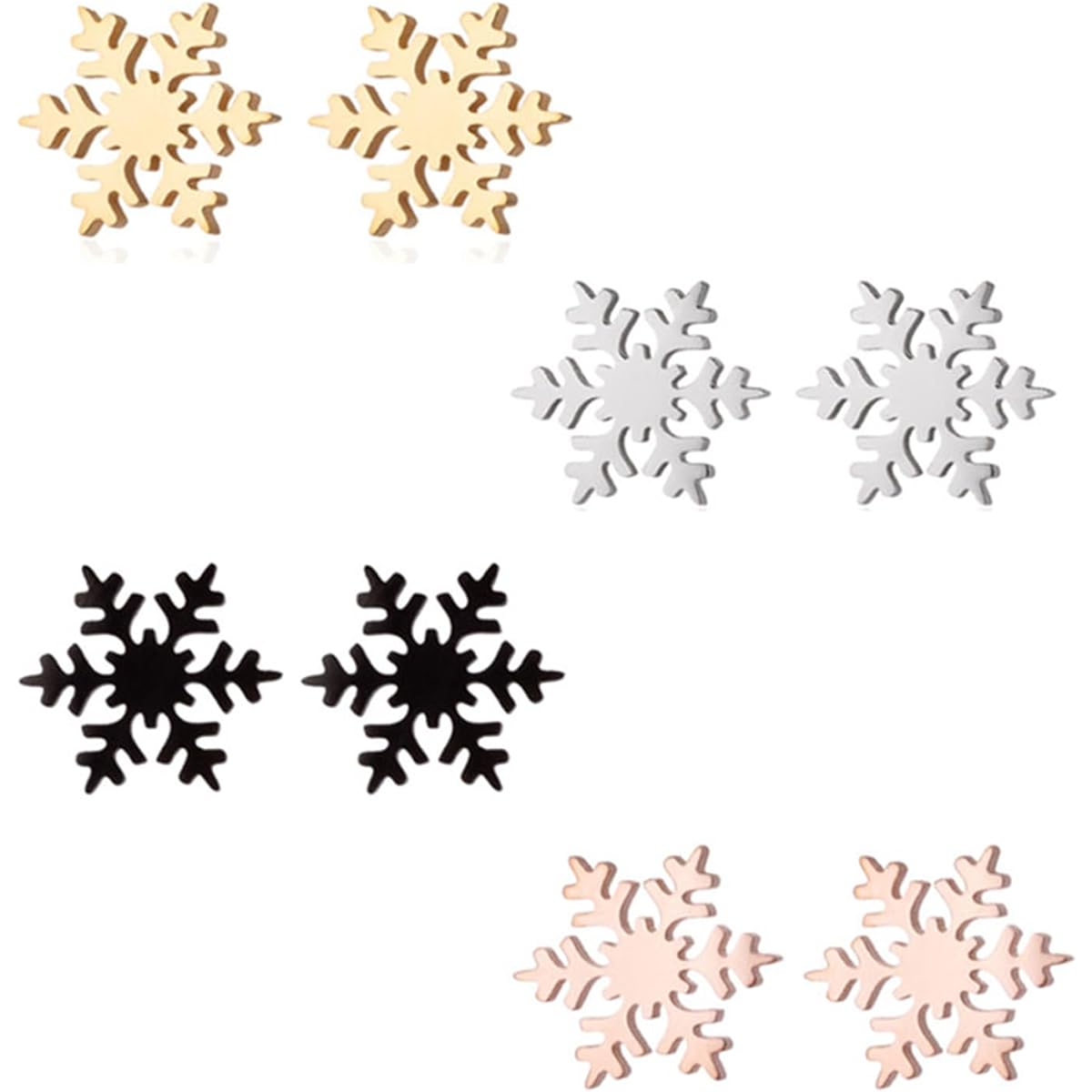 WCRAZYE 4 Pairs Stainless Steel Christmas Stud Earrings for Women Girls Small Christmas Tree Earrings Cute Christmas Gingerbread Men Reindeer Elk Snowflake Stud Earrings Christmas Holiday Earrings Festival Jewelry Gifts