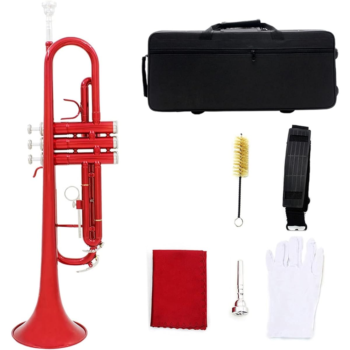 Trumpet Trumpet BB B Flat Instrument with Casting Engagement Mouthpiece Musical Instrument Accessories Trumpet Musical Instrument (Color : Crimson)