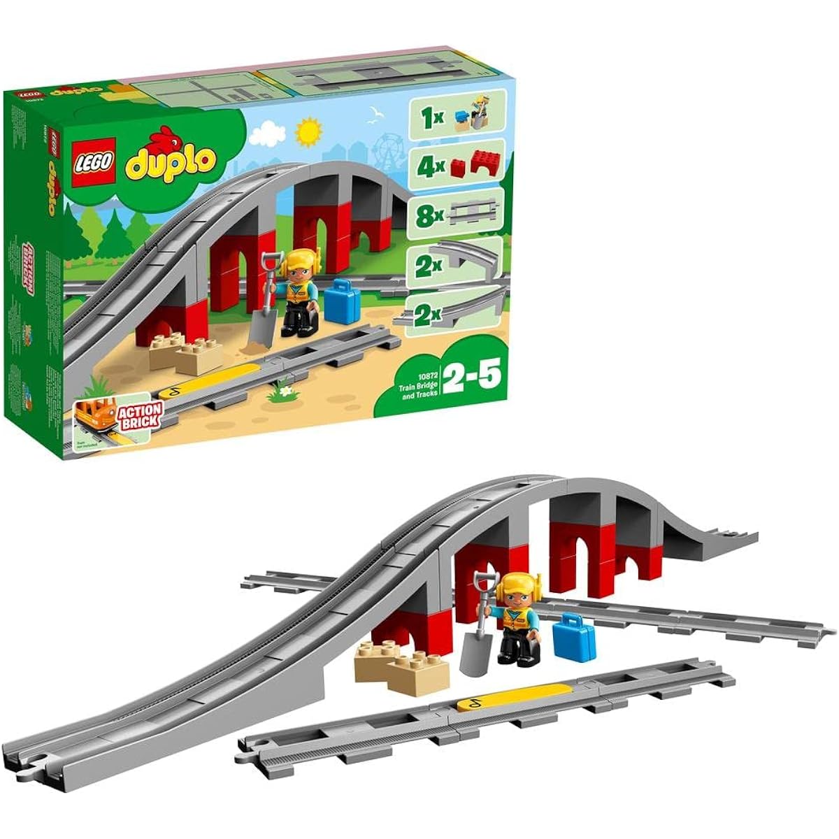 LEGO Duplo Expand your play! Railway bridge and rail set 10872 Educational toy Blocks Toy Boys Train & LEGO Duplo Expand your play! Railroad crossing rail set 10882 [Buy as a set]