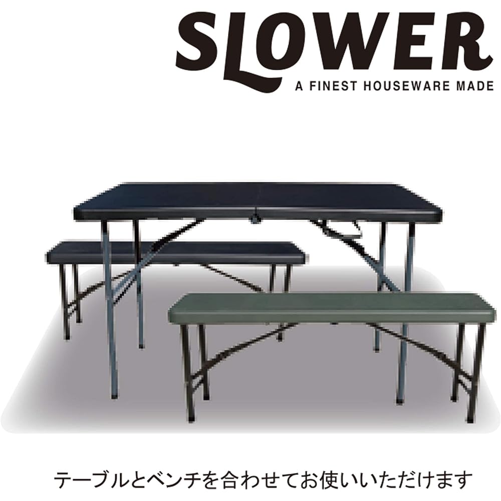 SLOWER Folding Table Desk Camping Outdoor Indoor Portable Lightweight All Weather Type Olive (122 x 60cm x Height 74cm For 2-4 People) FOLDING TABLE Foster SLW212 Desk Table
