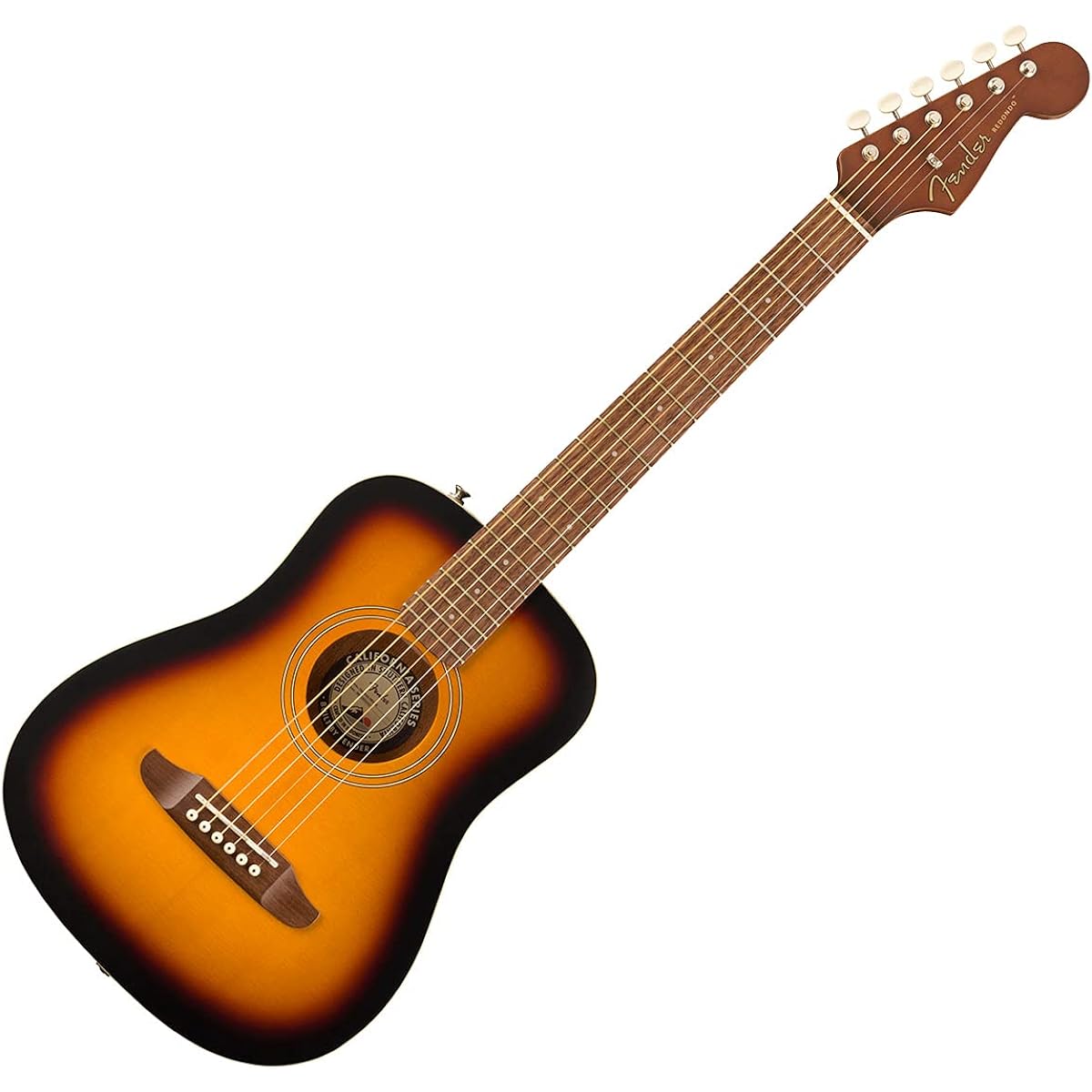 Fender Redondo Mini Sunburst Acoustic Guitar Beginner 12-piece Set Mini Guitar Small Sunburst Fender