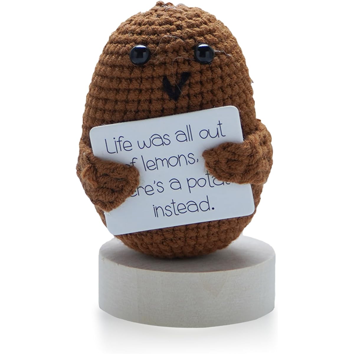 Sikyby Positive Potato Knitted Doll with Inspirational Card, Stress Relief Toy, Funny Desk Car Decor Ornament, Unique