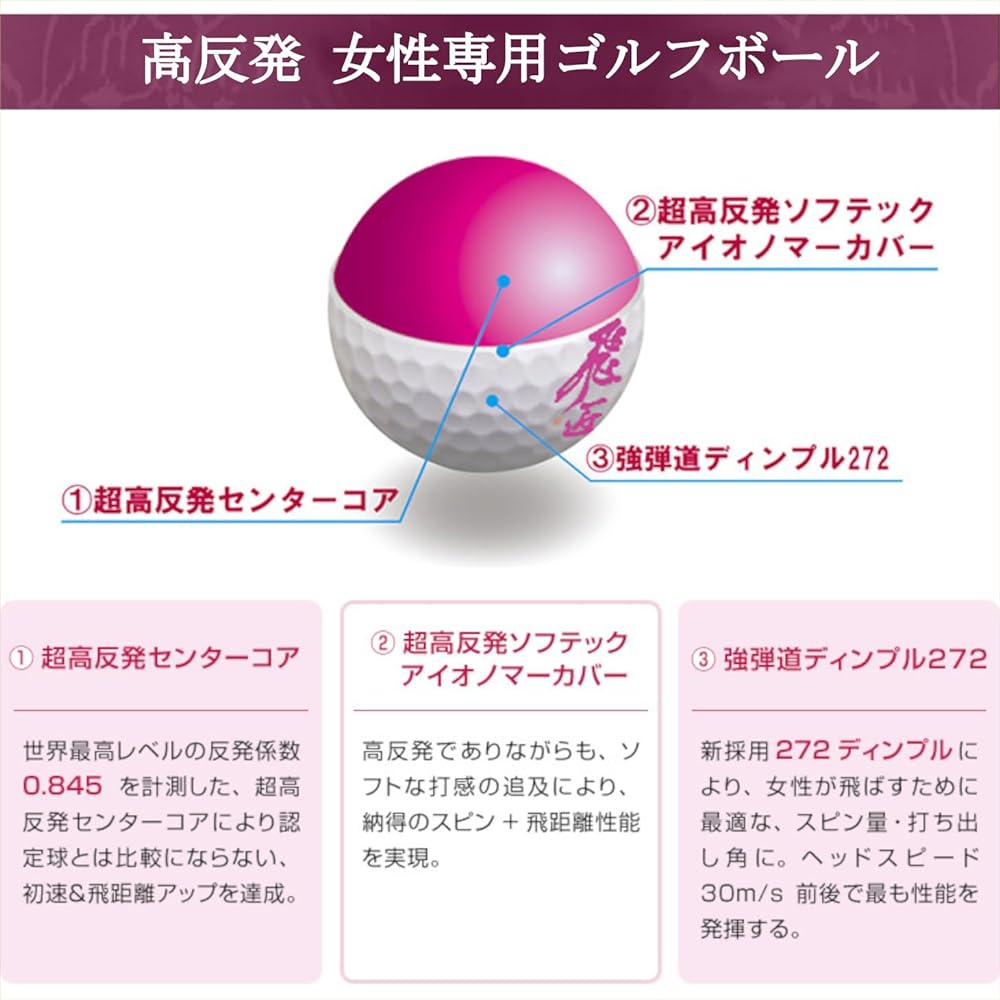 Golf Ball Ladies 2 Dozen Set Hito Works Golf Premium Lady 2 Colors (Pearl Pink & Pearl White) Comes with 2 Golf Tees