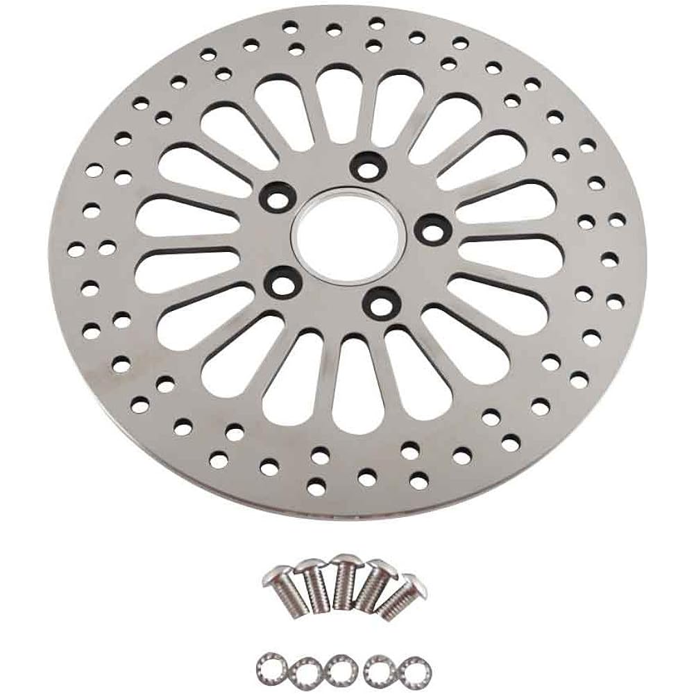 SHARKROAD 11.5” Rear Brake Rotor and Bolt Set For 1984-2013 Harley Touring Super Spoke Polished Stainless Steel