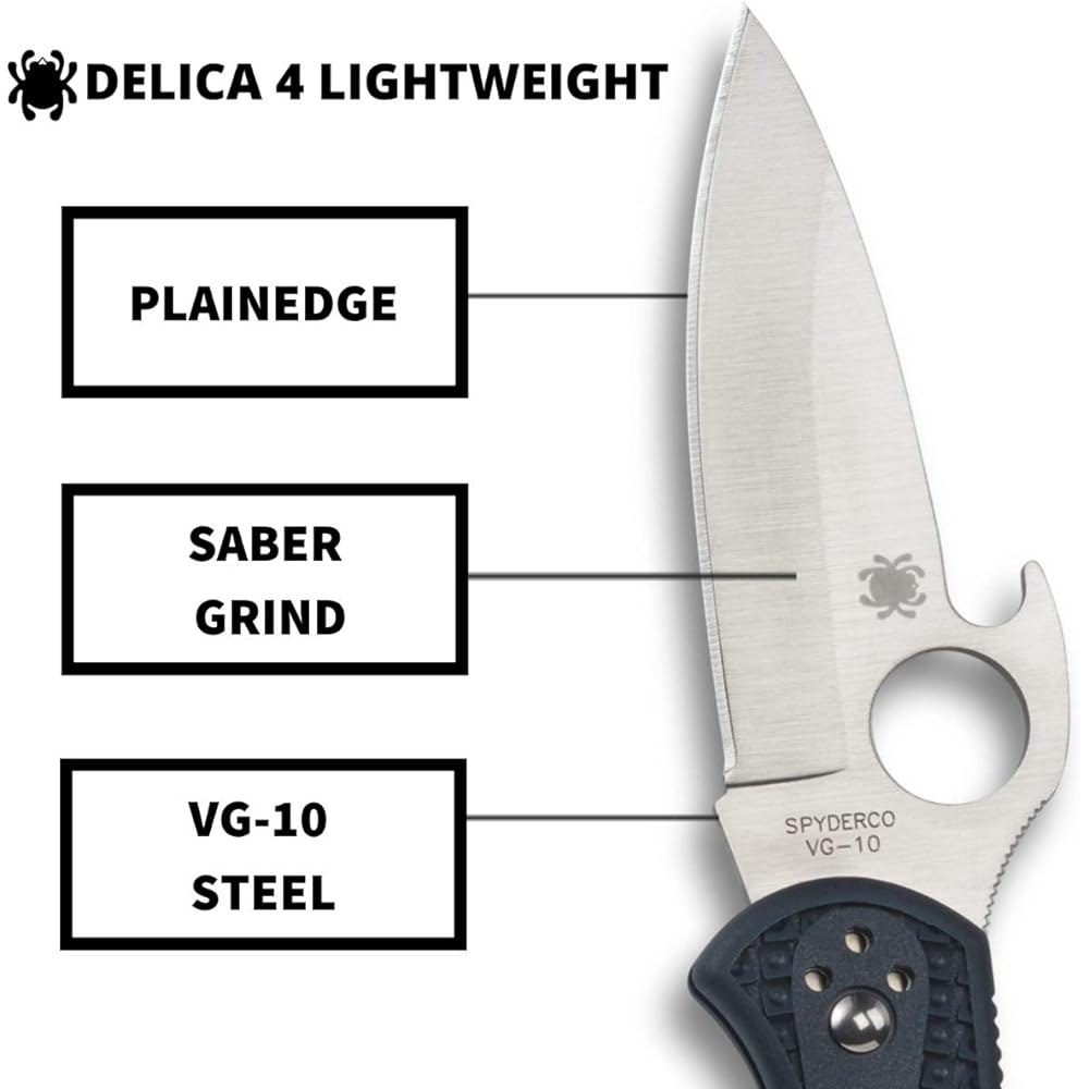 Spyderco Delica 4 Wave Straight Blade C11PGYW