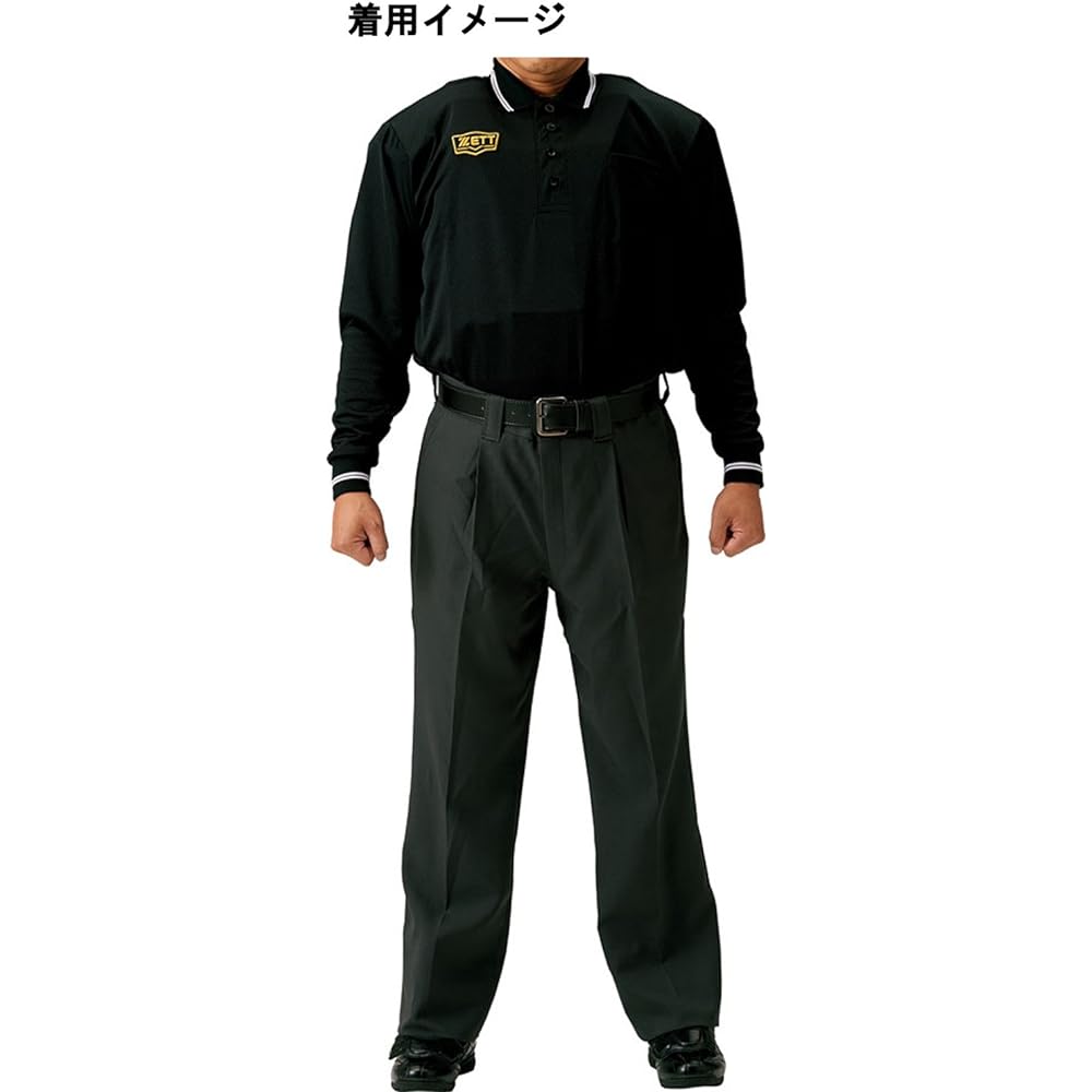 ZETT Baseball Umpire Boys League Official Long Sleeve Umpire Polo Shirt Black (1900) BPU51BL