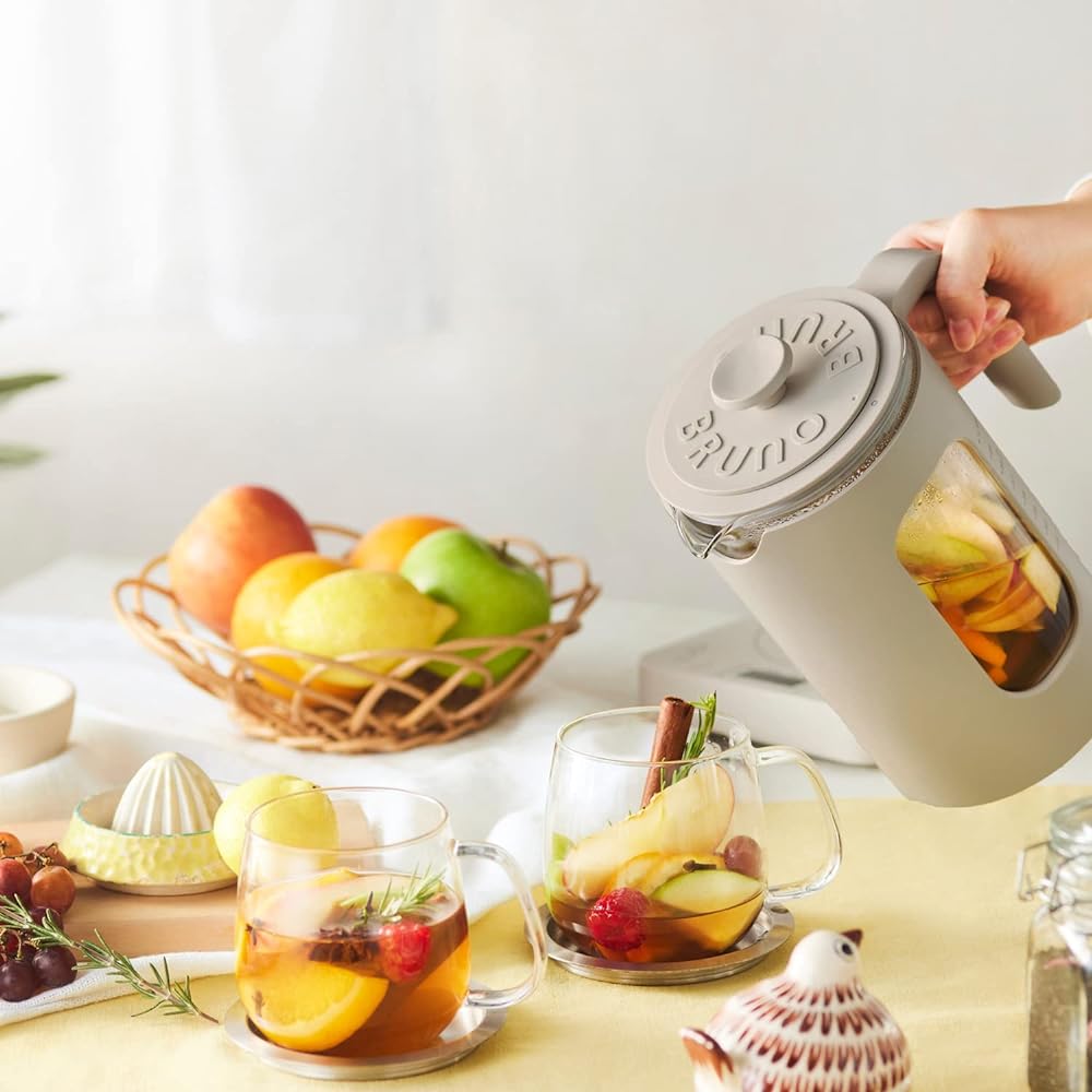 BRUNO Temperature Adjustment Multi Kettle White Multi Electric Kettle With Heat Retention Function Reservation Function Hot Water Cooking Boiled Egg Cooking Tea Strainer Hot Water Cup Egg Holder Cute Stylish BOE103-WH 7760926