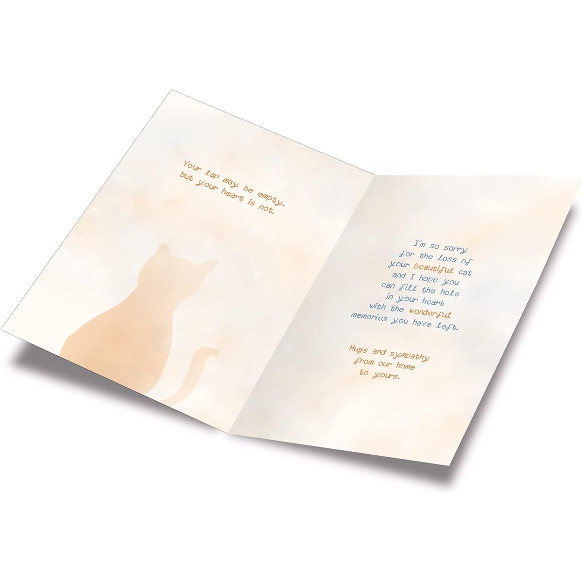 Prime Greetings Cat Loss Sympathy Card Made in the USA on Eco-Friendly Thick Card Stock with Premium Envelopes, 5" x 7.75" with Protective Envelope